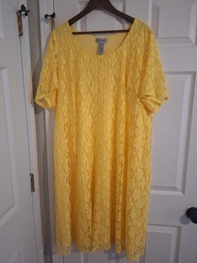 Catherines Yellow Floral Lace Midi Dress